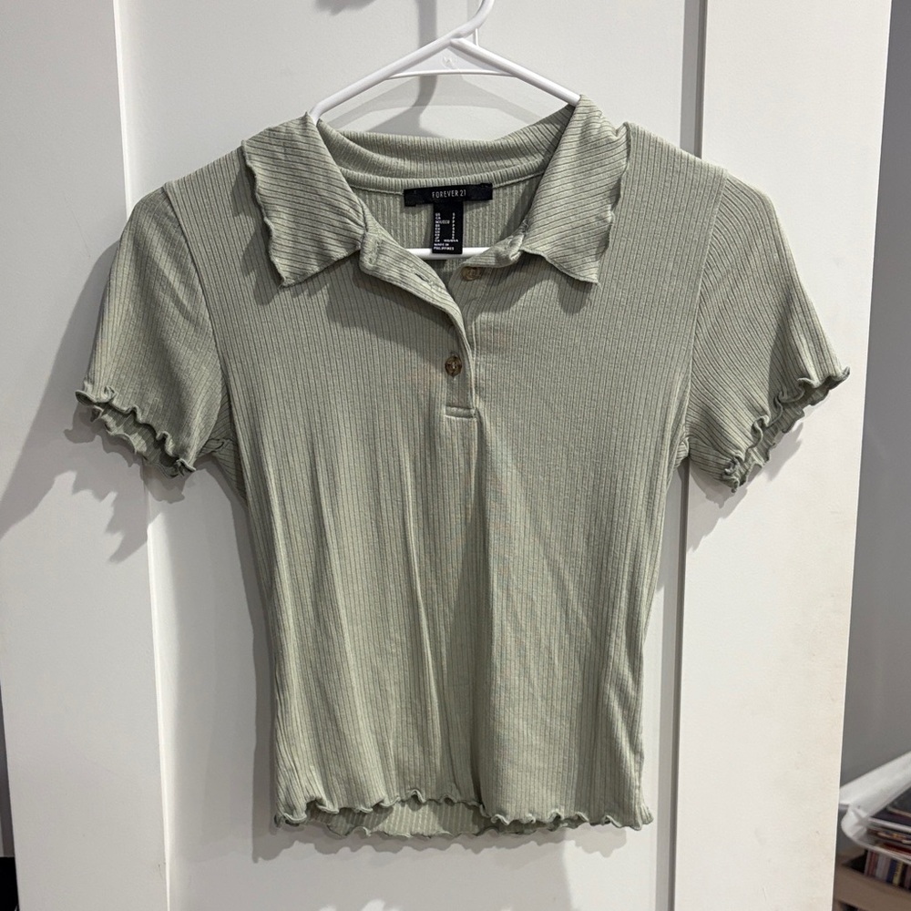 Forever 21 Sage Ribbed Shirt